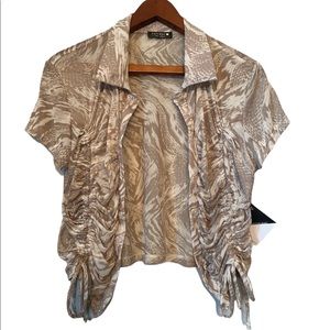 Paperoc Sheer Button Down Rouched Top